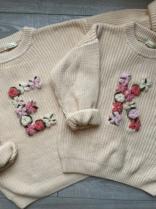 Floral Initial Sweater