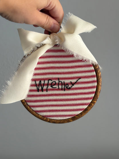 Handwritten Hand Embroidered Christmas Ornament