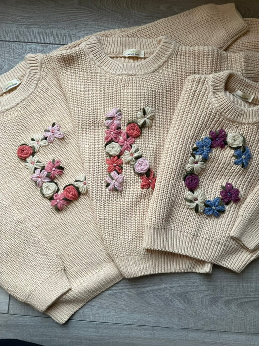 Floral Initial Sweater