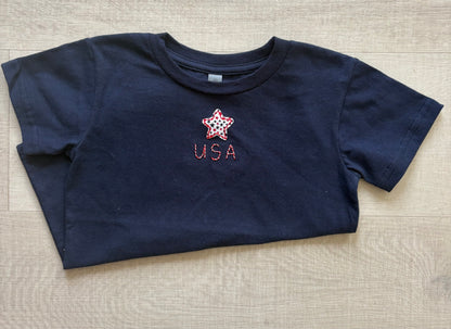 Unisex USA Star embroidered T-shirt