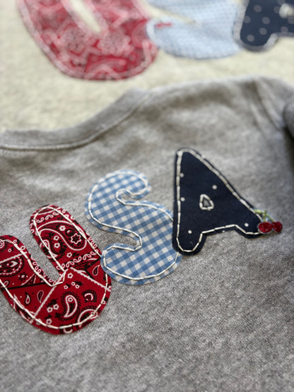 USA hand embroidered Sweatshirt 4th of July - ADULT