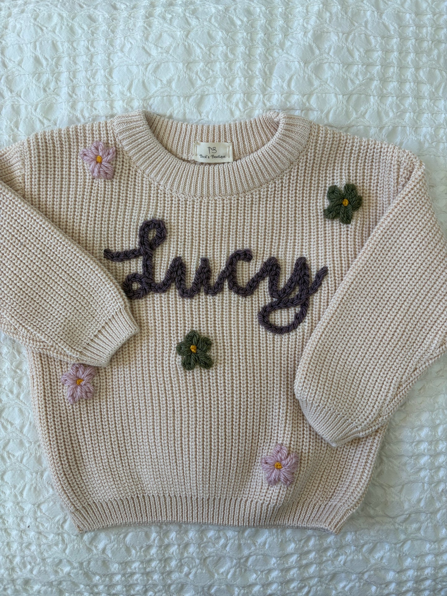 Hand Embroidered Keepsake Name Sweater