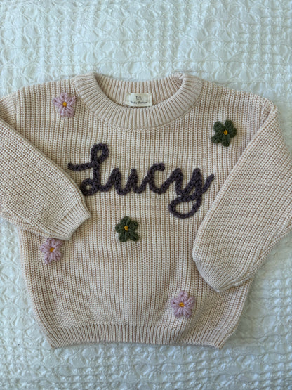 Hand Embroidered Keepsake Name Sweater