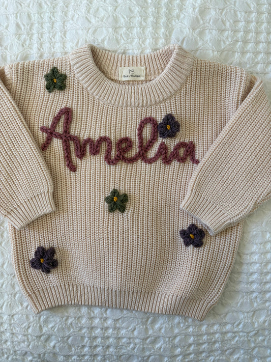 Hand Embroidered Keepsake Name Sweater