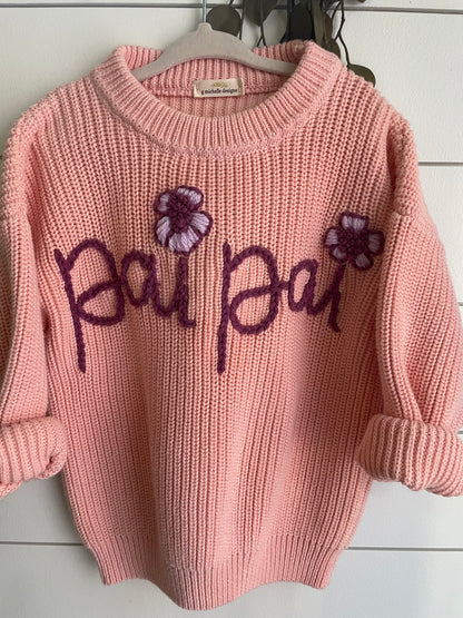 Hand Embroidered Keepsake Name Sweater