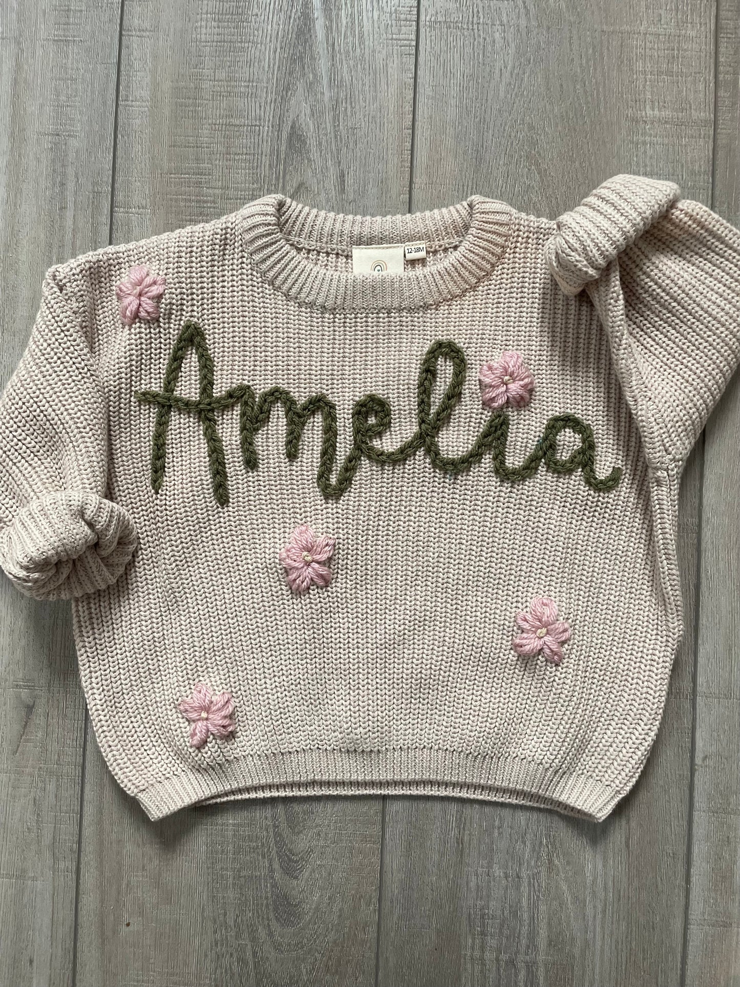 Hand Embroidered Keepsake Name Sweater