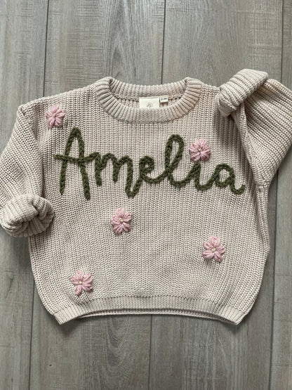 Hand Embroidered Keepsake Name Sweater