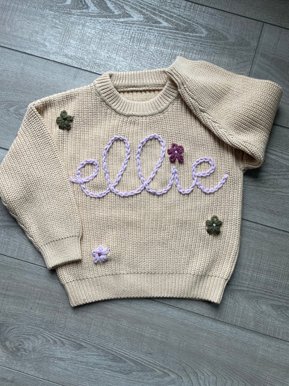 Hand Embroidered Keepsake Name Sweater