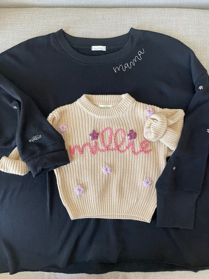 Hand Embroidered Keepsake Name Sweater